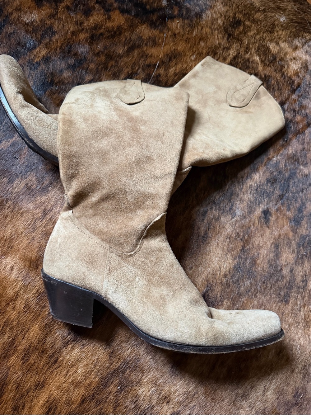 Classic Tan Suede Mid-Calf Heeled Boots
